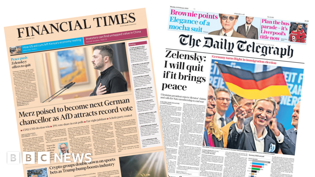 The Papers: 'Zelensky offers to quit' and 'Germany turns Right'
