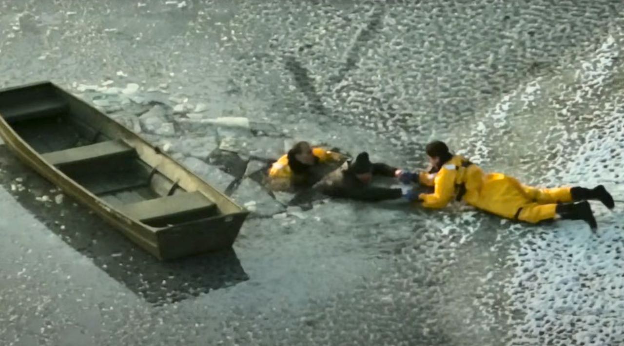 Firefighters Heroically Save Man Trying to Rescue His Dog from Icy Boston Lake in Dramatic Video