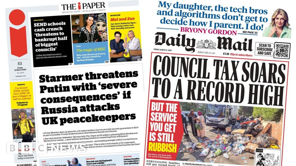 ‘Starmer threatens Putin’ and ‘council tax soars’