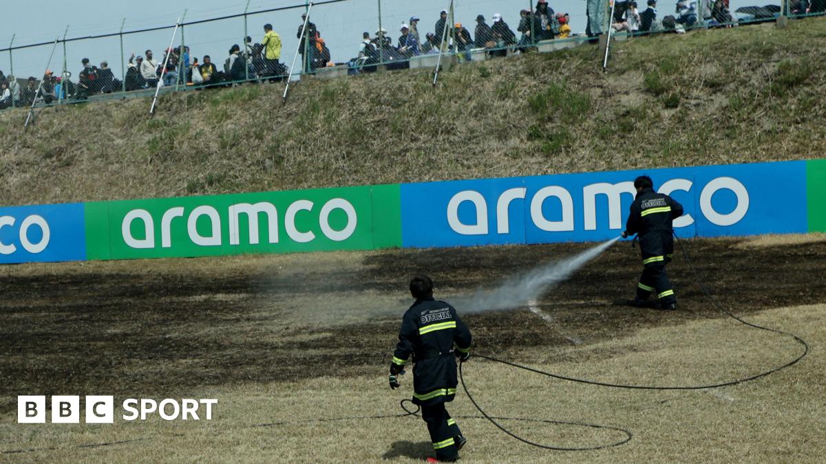 Japanese Grand Prix: Grass fires again interrupt practice as Lando Norris fastest in final practice