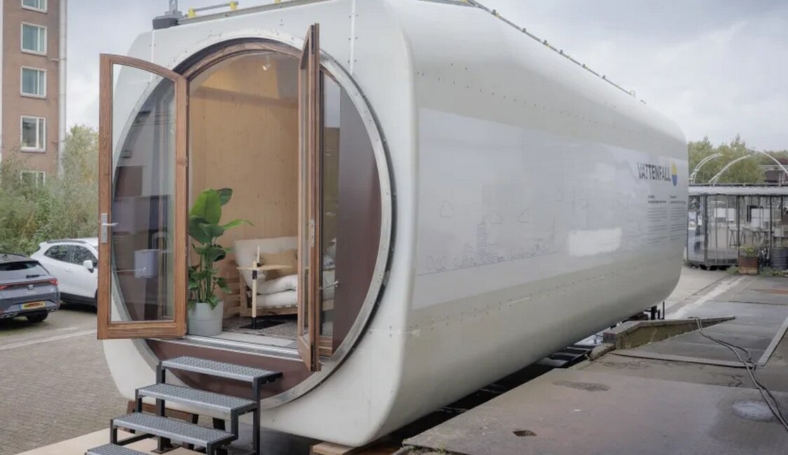 Dutch Designers Create Tiny Home by Burrowing into the Bosom of a Recycled Wind Turbine