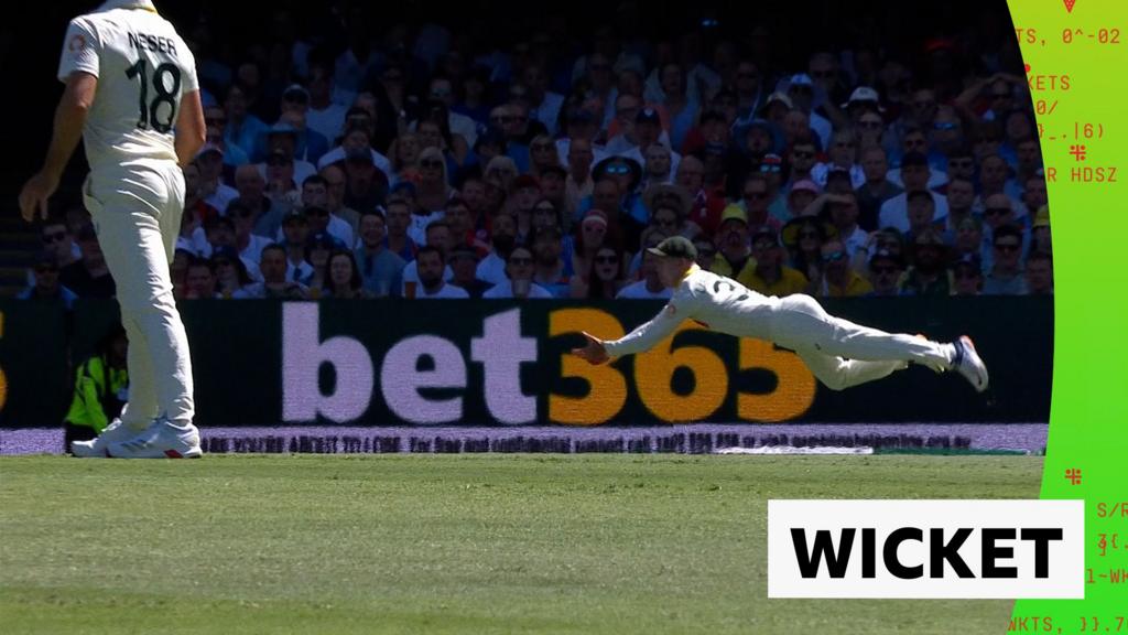 The Ashes second Test – day two: Australia’s Marnus Labuschagne takes brilliant diving catch as England bowled out